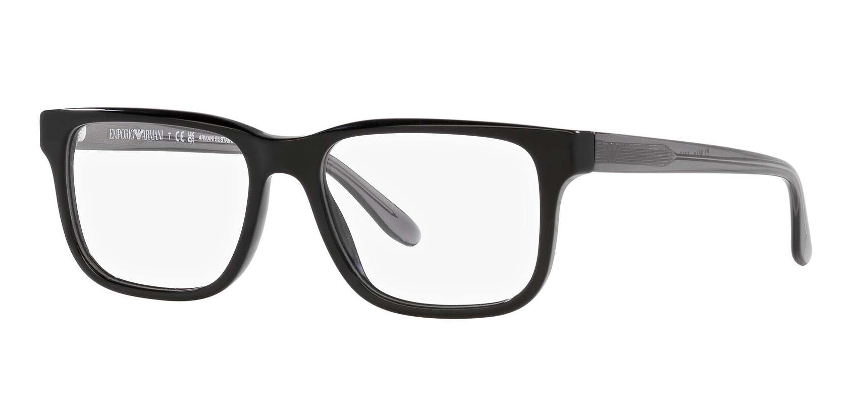 Armani briller - ea3218 fra Emporio Armani - Svart - Acetate - Rektangulær - Large