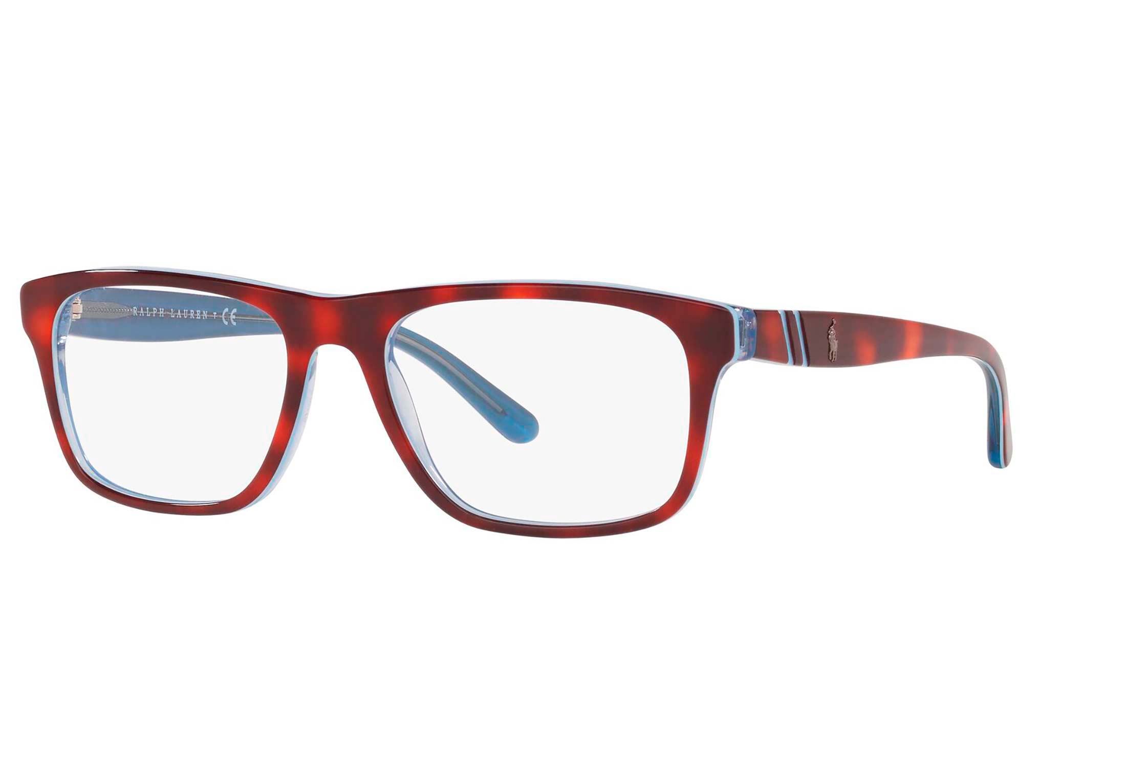 Polo briller - ph2211 5786 - Rød, Mønstret, Blå, Medium Hel ramme i Plast - Rektangulære