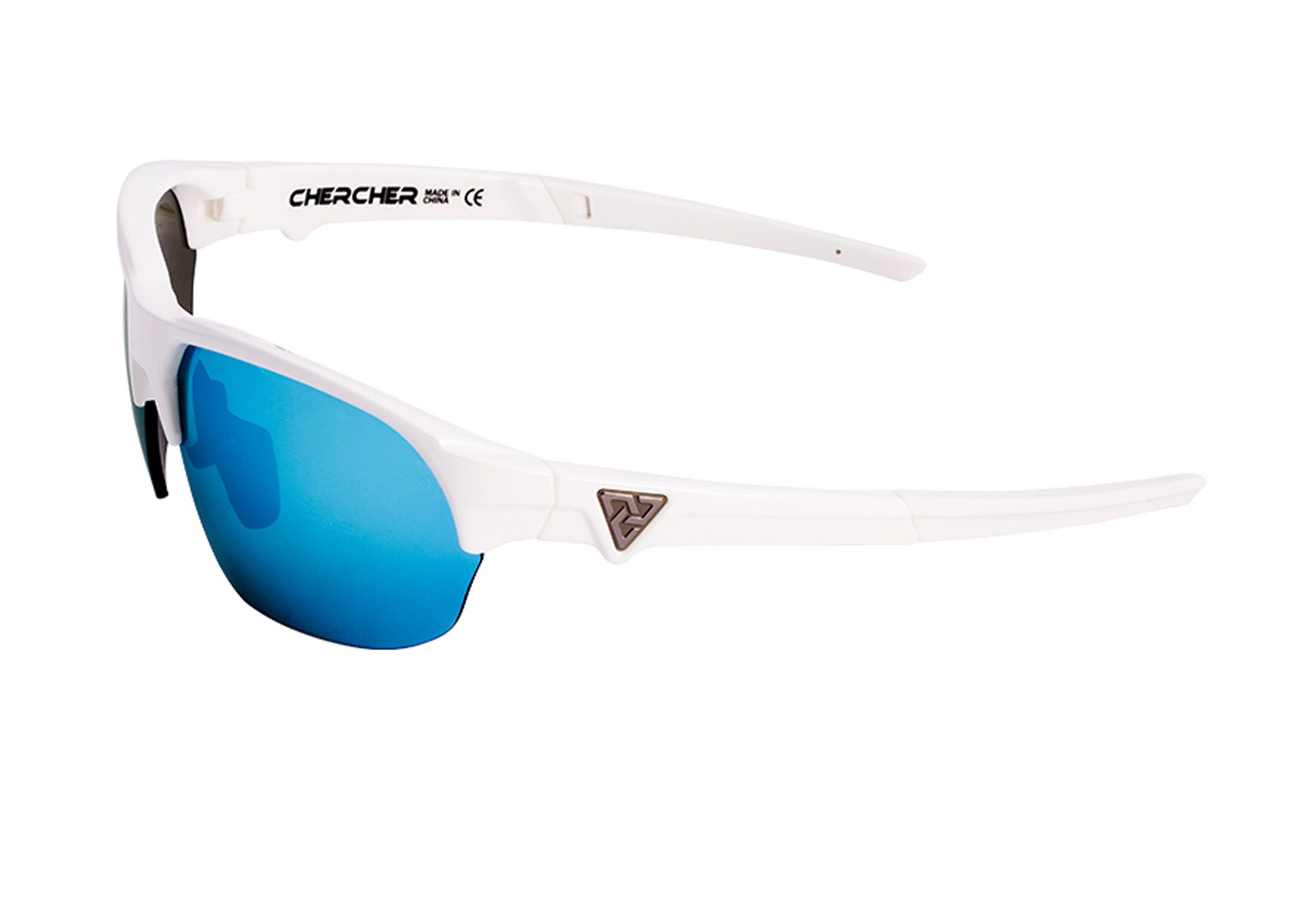 Sportsbriller med styrke fra Chercher, Alta - Hvit, Sport Halv ramme i Plast - Small